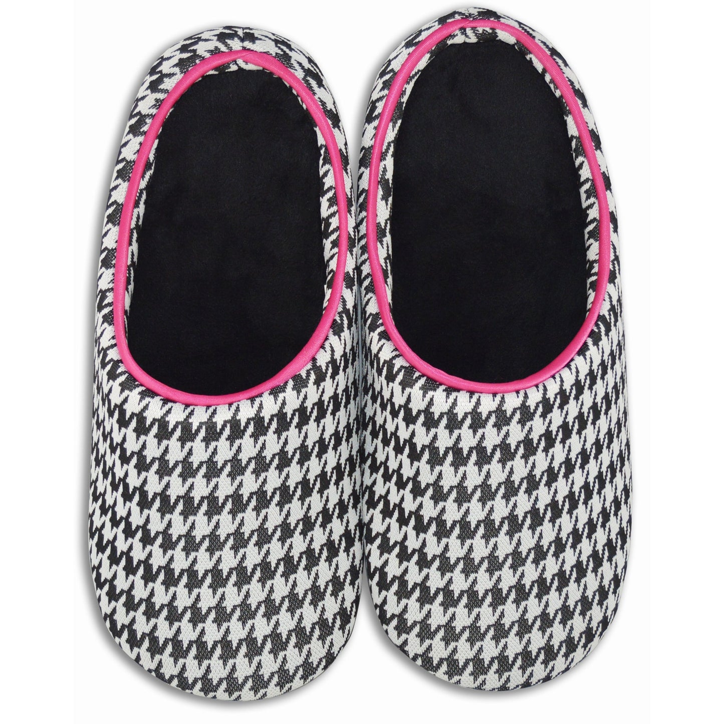 Houndstooth Black and Pink Slippers