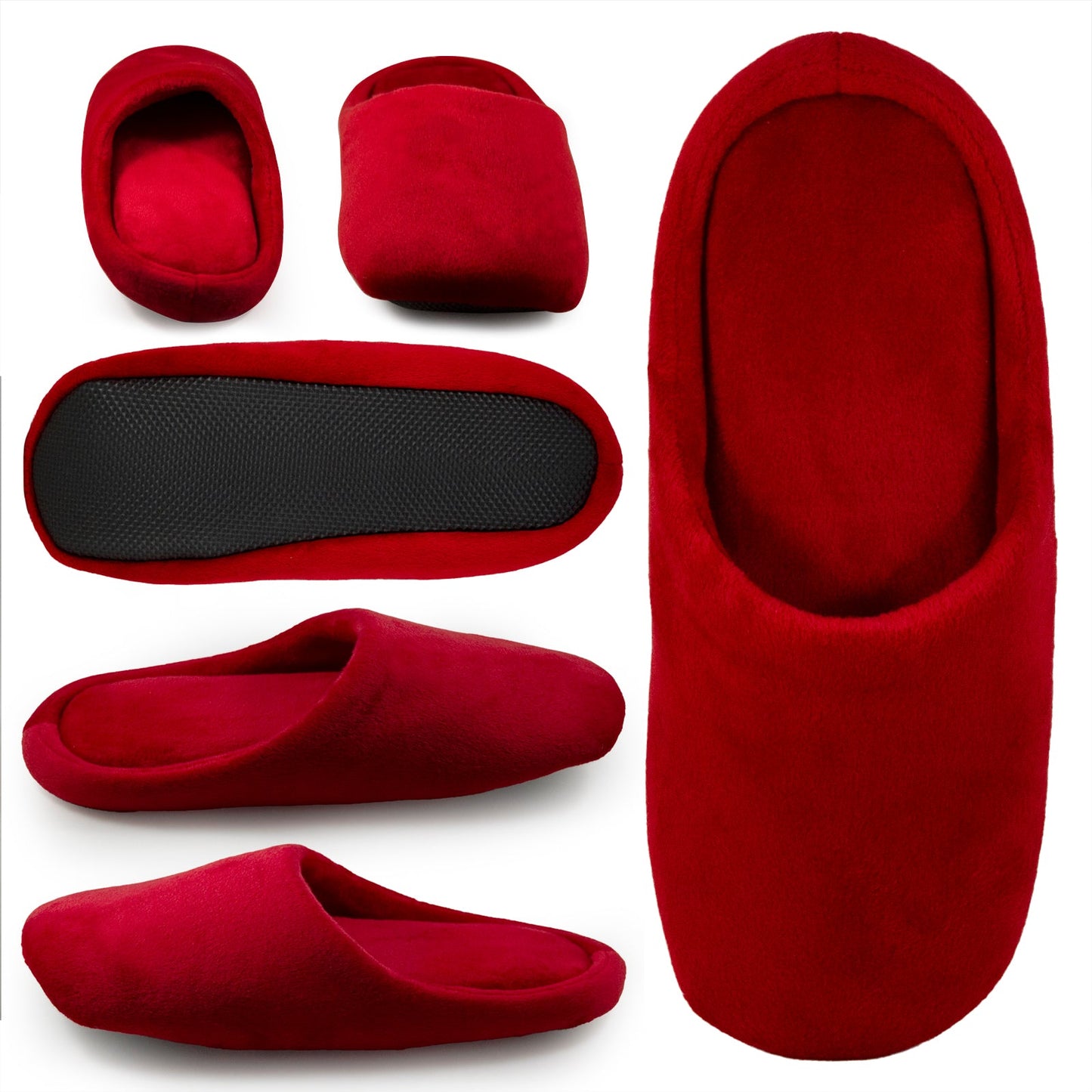 Plain Cloud Slippers - Red