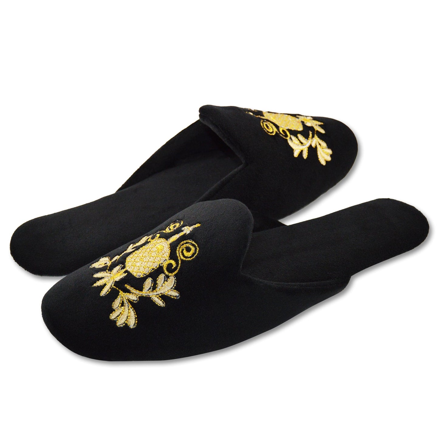 Elegance Black and Golden Slippers