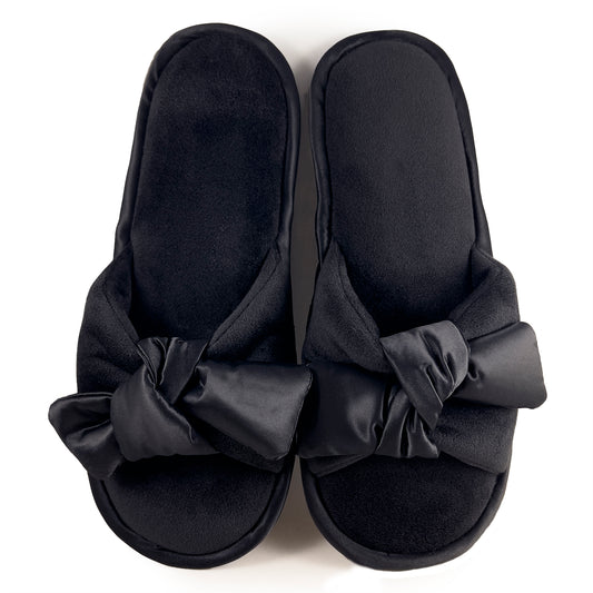 Black Bow Open Toe Slipper