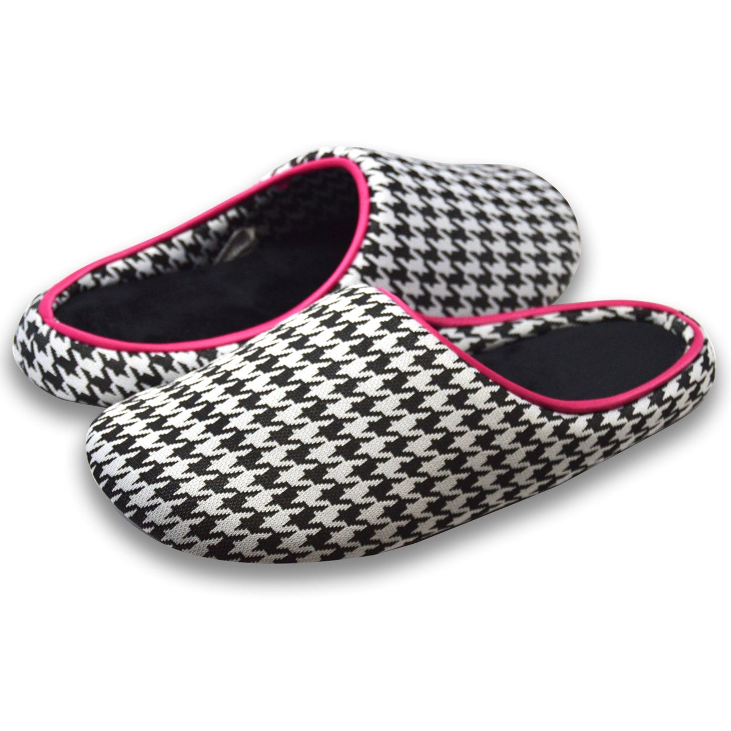 Houndstooth Black and Pink Slippers