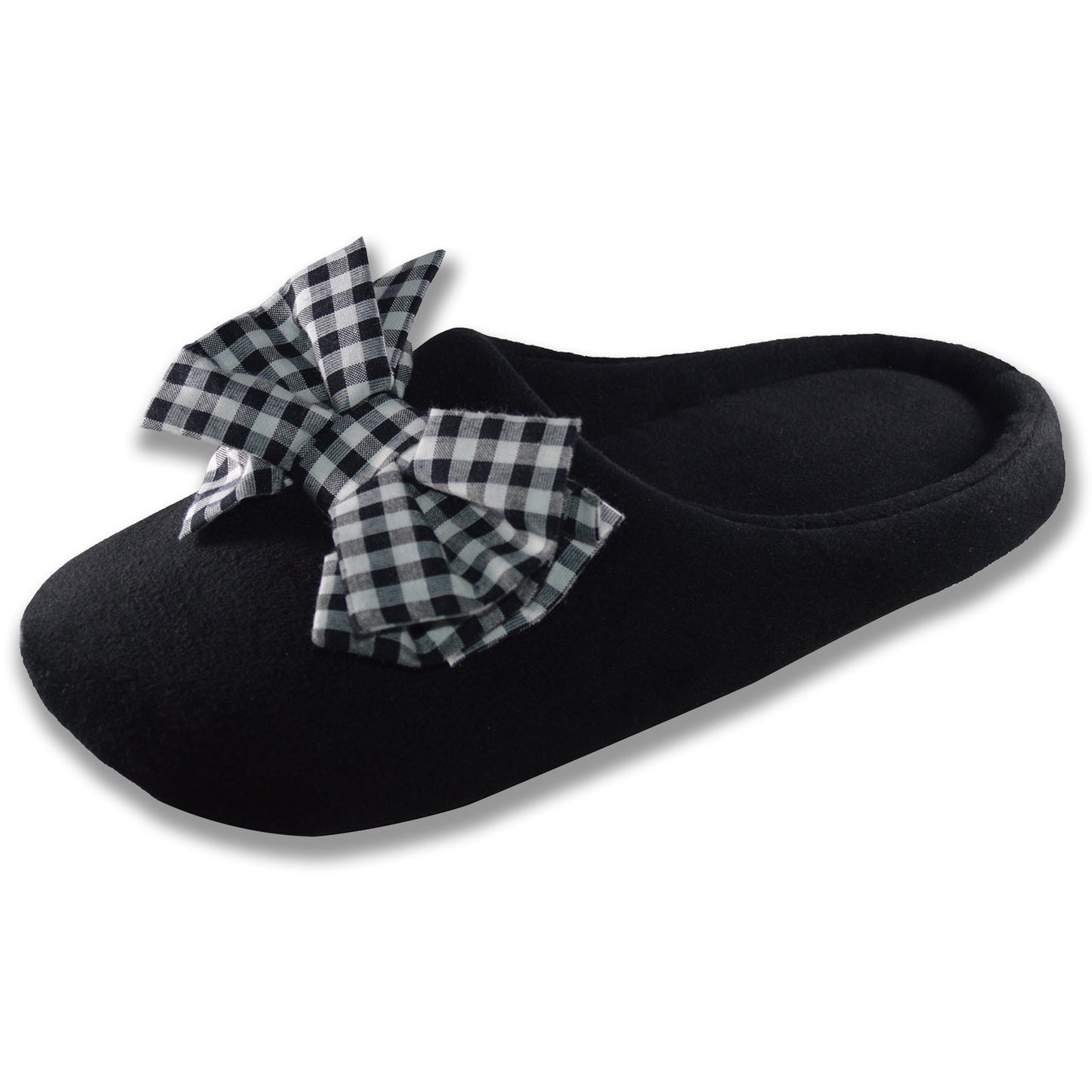 Black Checkered Bow Slippers