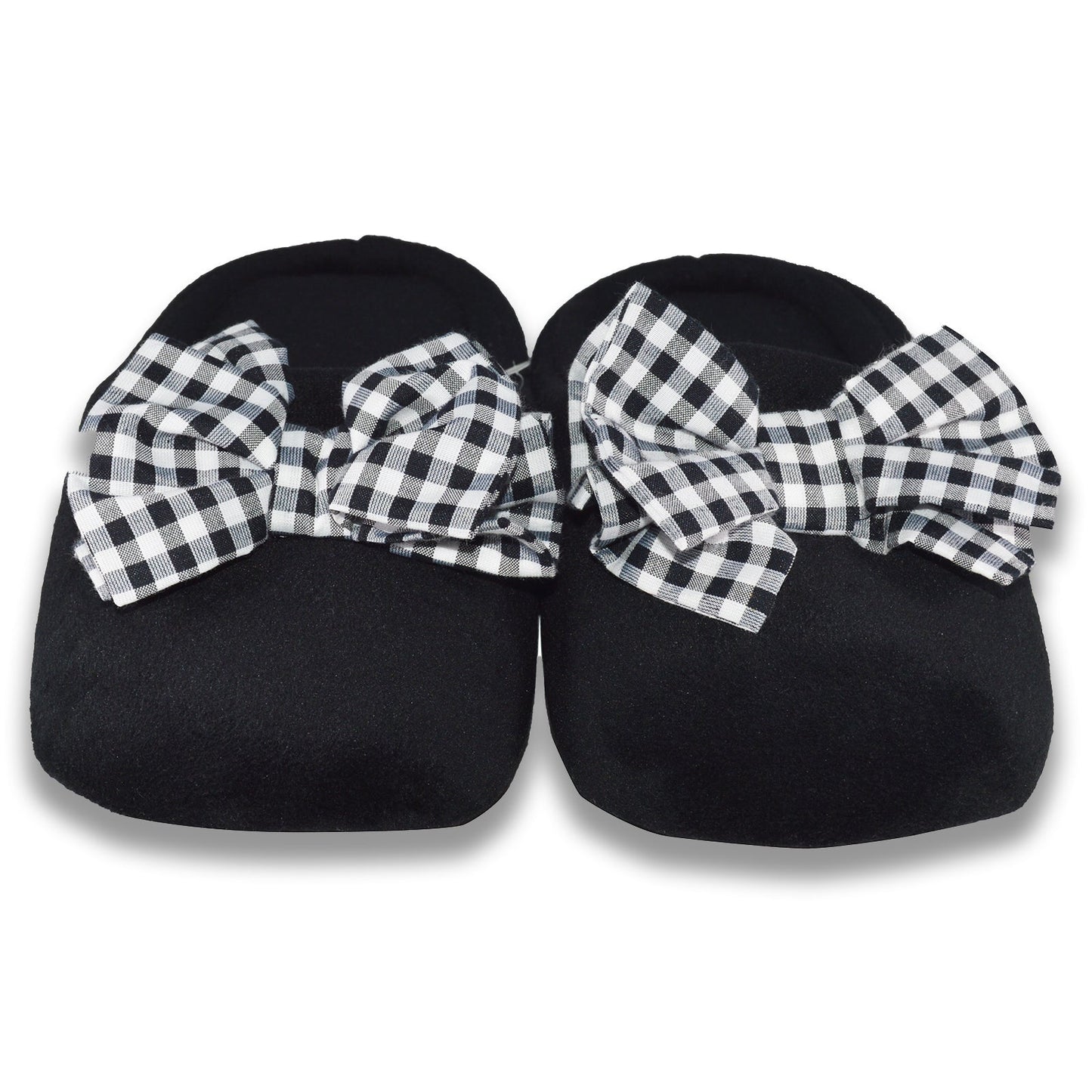 Black Checkered Bow Slippers