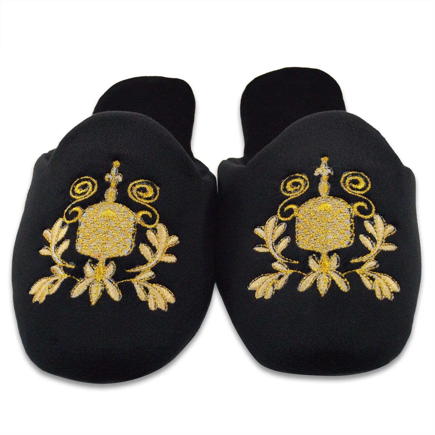Elegance Black and Golden Slippers