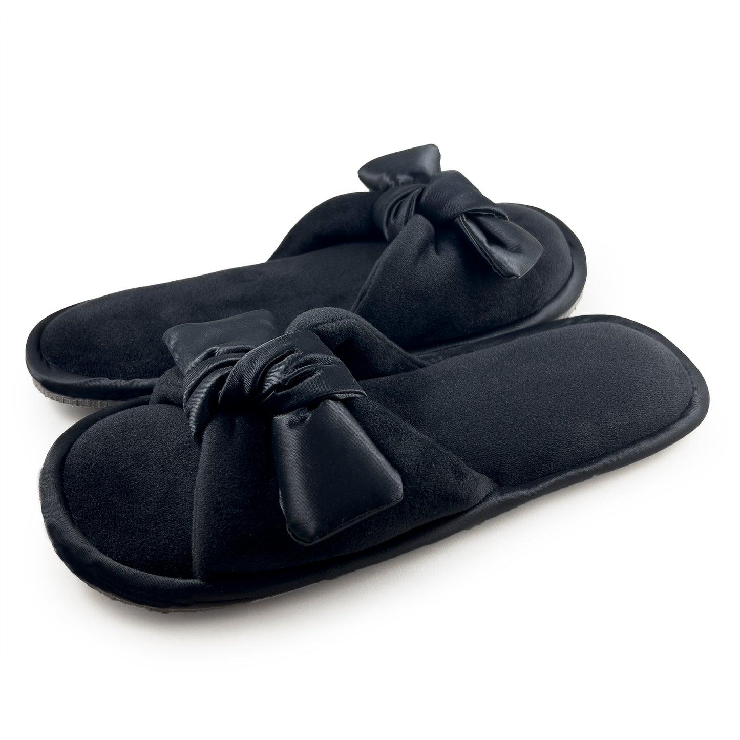Black Bow Open Toe Slipper