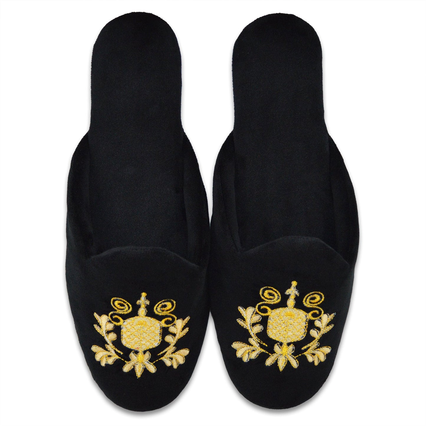Elegance Black and Golden Slippers