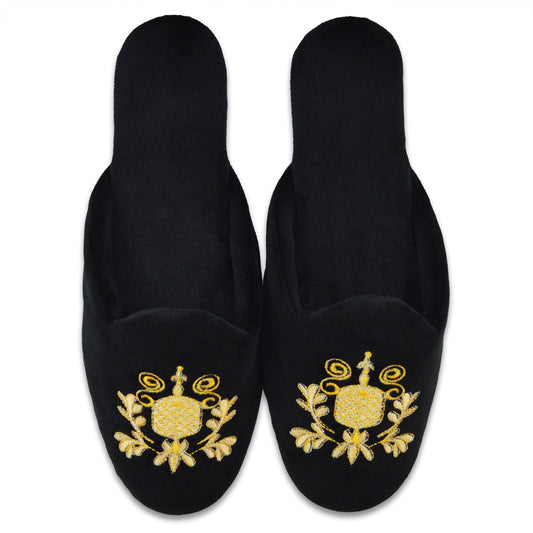 Elegance Black and Golden Slippers
