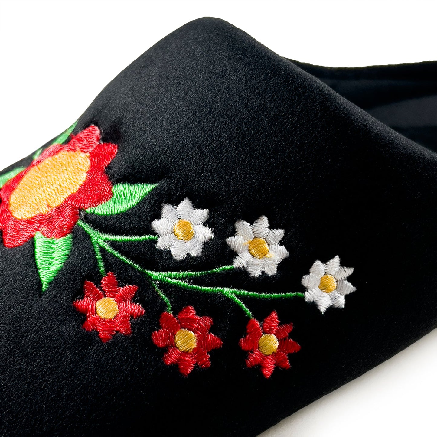 Floral Black Slippers