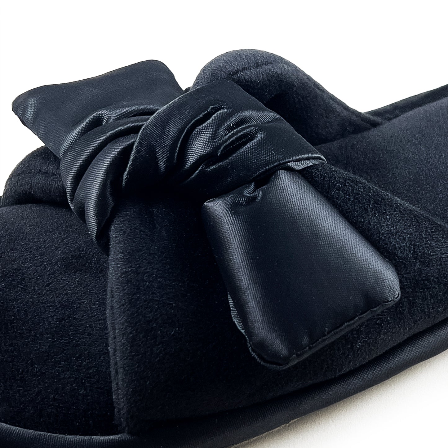 Black Bow Open Toe Slipper