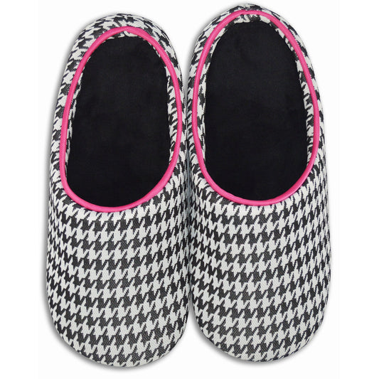 Houndstooth Black and Pink Slippers
