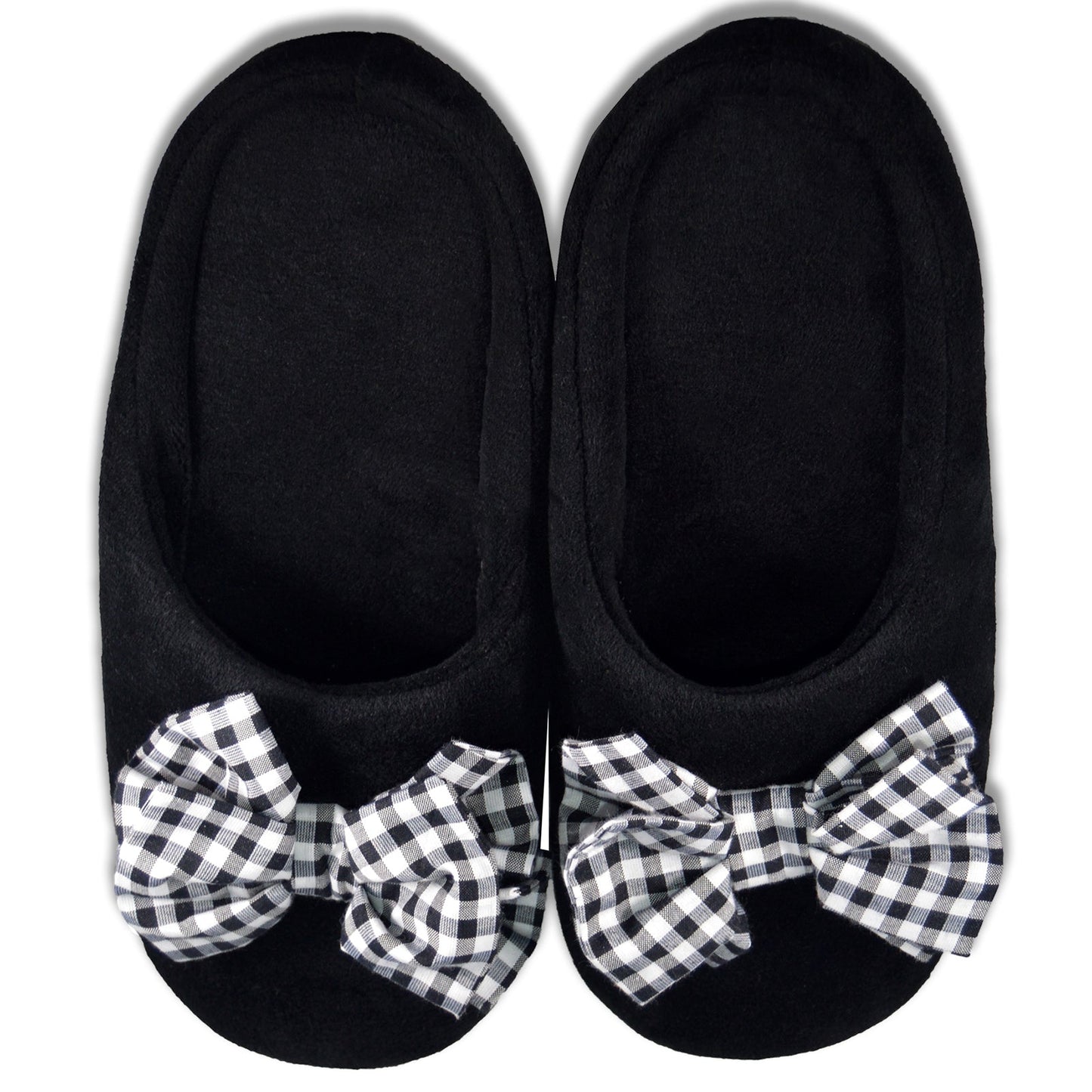 Black Checkered Bow Slippers