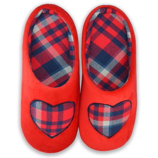 red check heart slippers