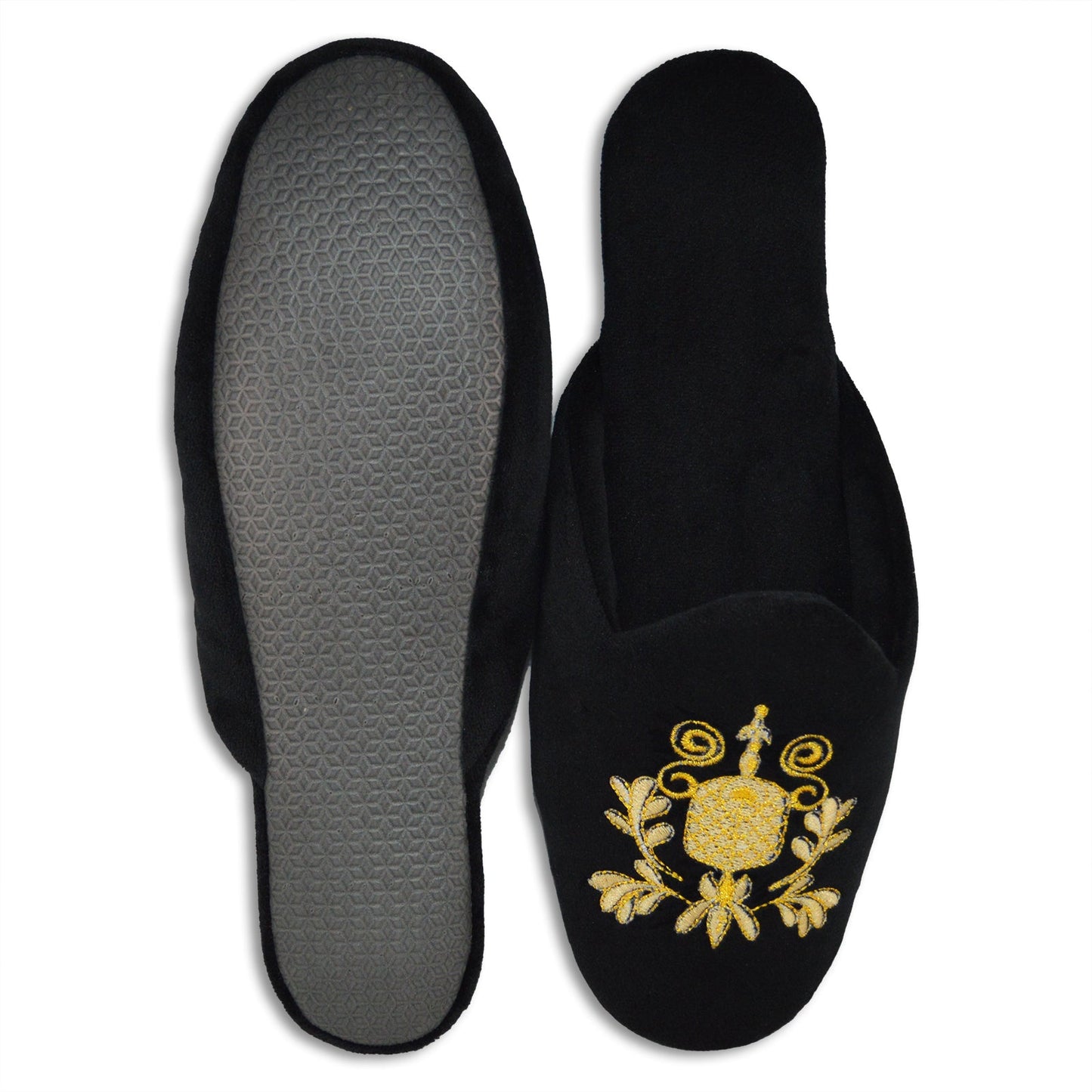 Elegance Black and Golden Slippers