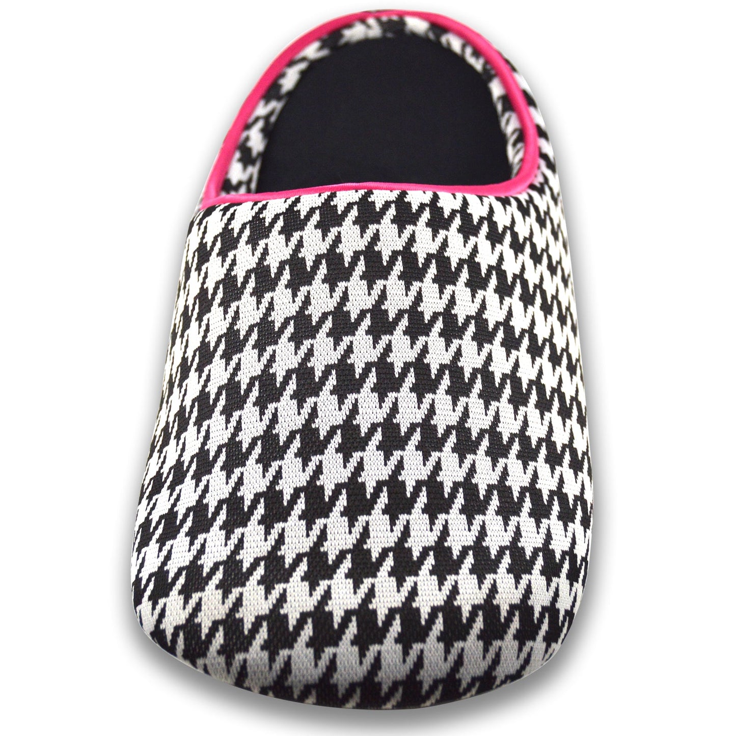 Houndstooth Black and Pink Slippers