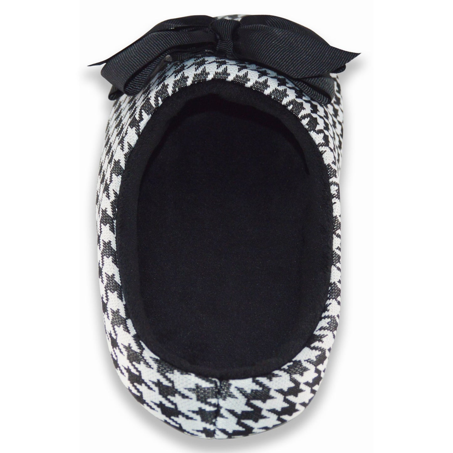 Houndstooth Big Black Bow Slippers