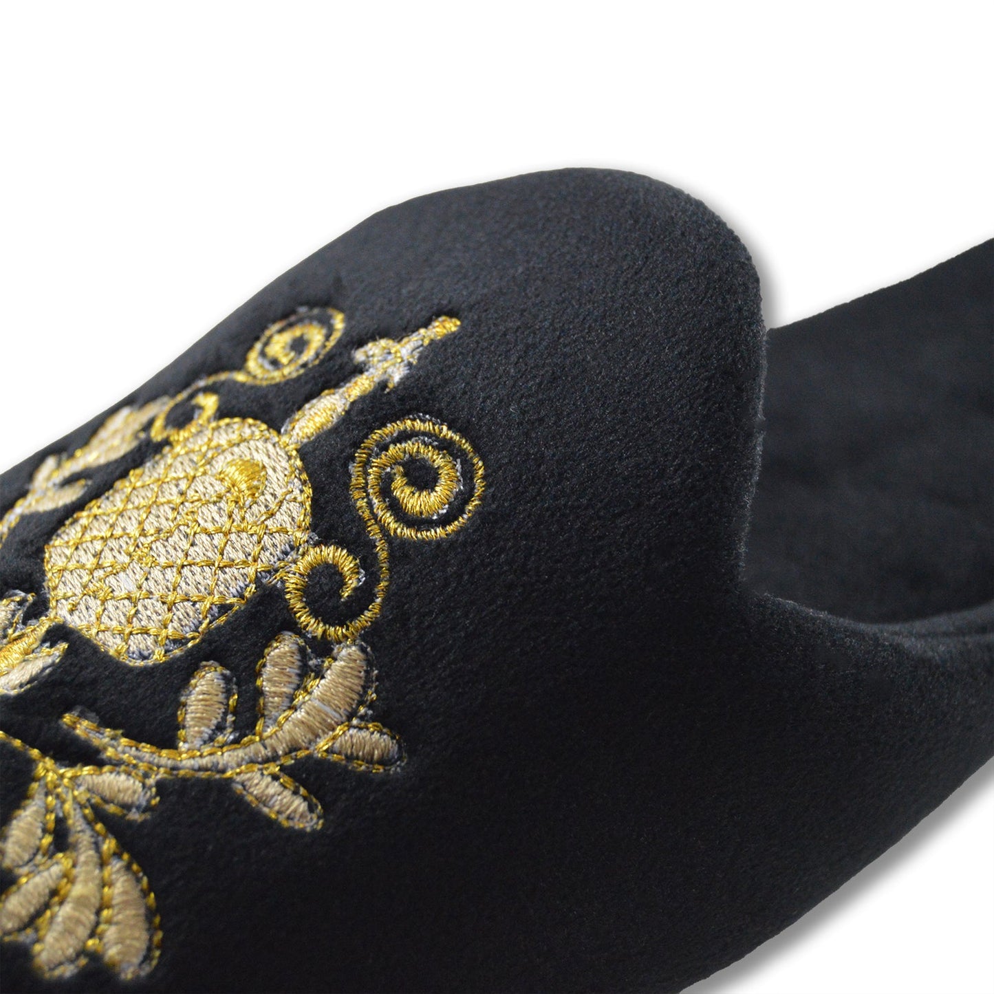 Elegance Black and Golden Slippers