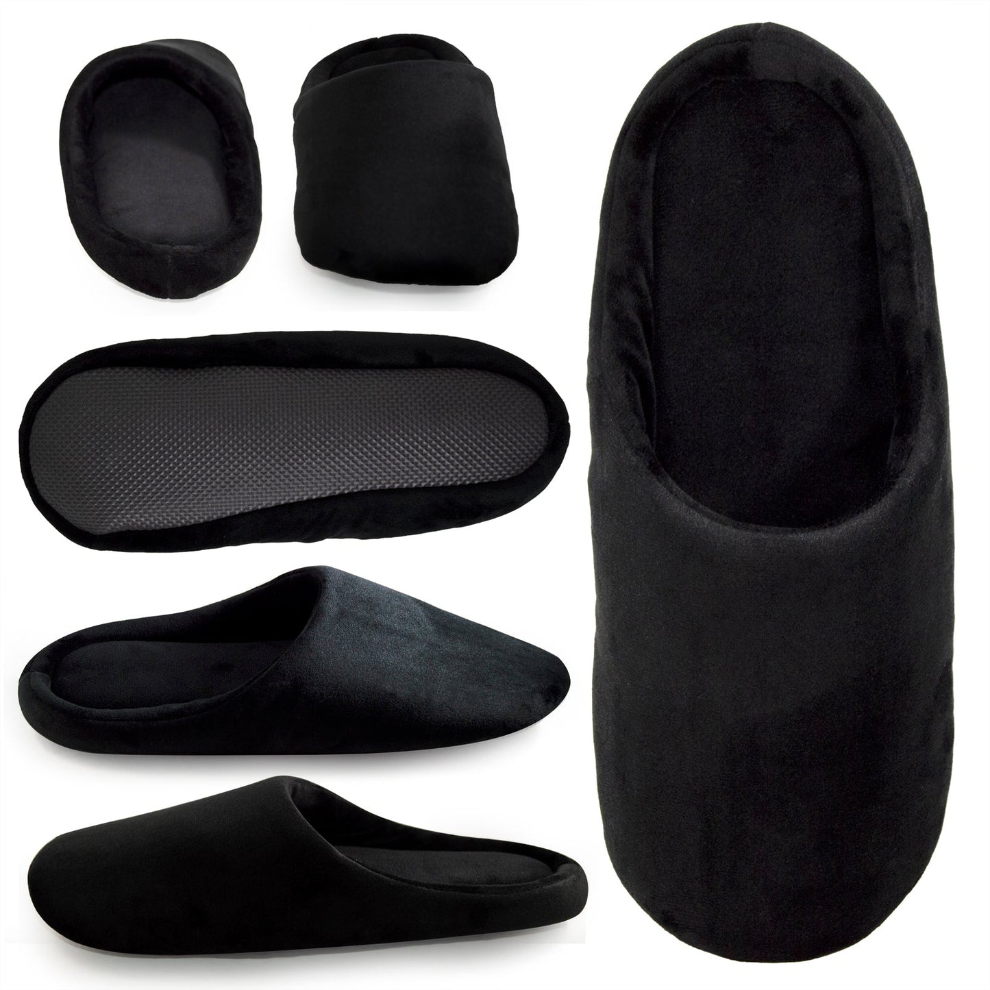 Plain Cloud Slippers - Black