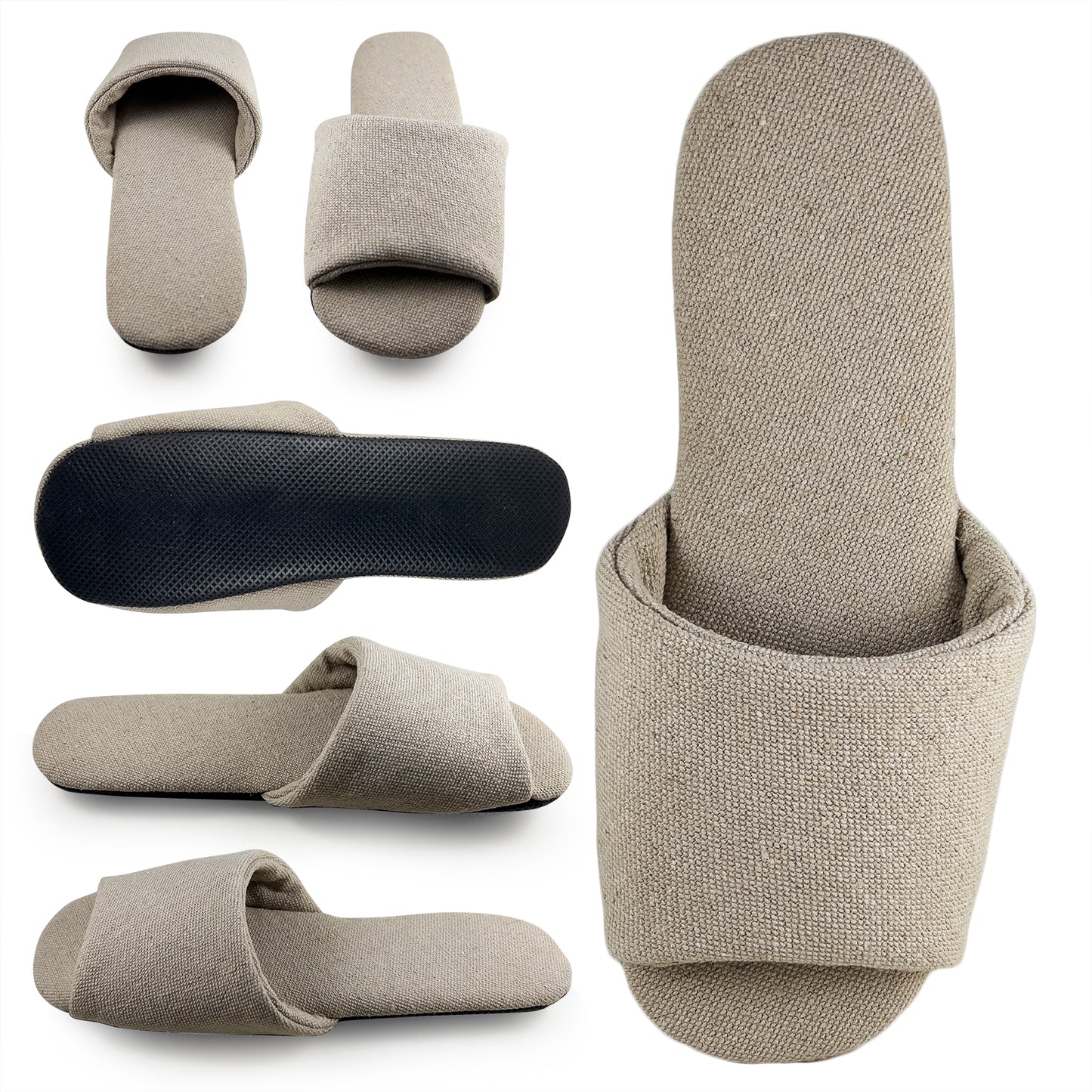 Open Toe Cotton Beige Slipper