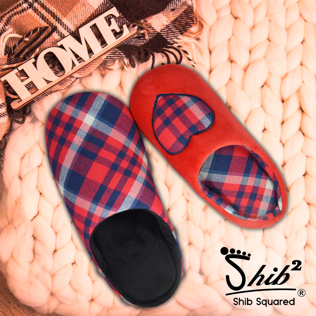 Red Checkered Heart Slippers