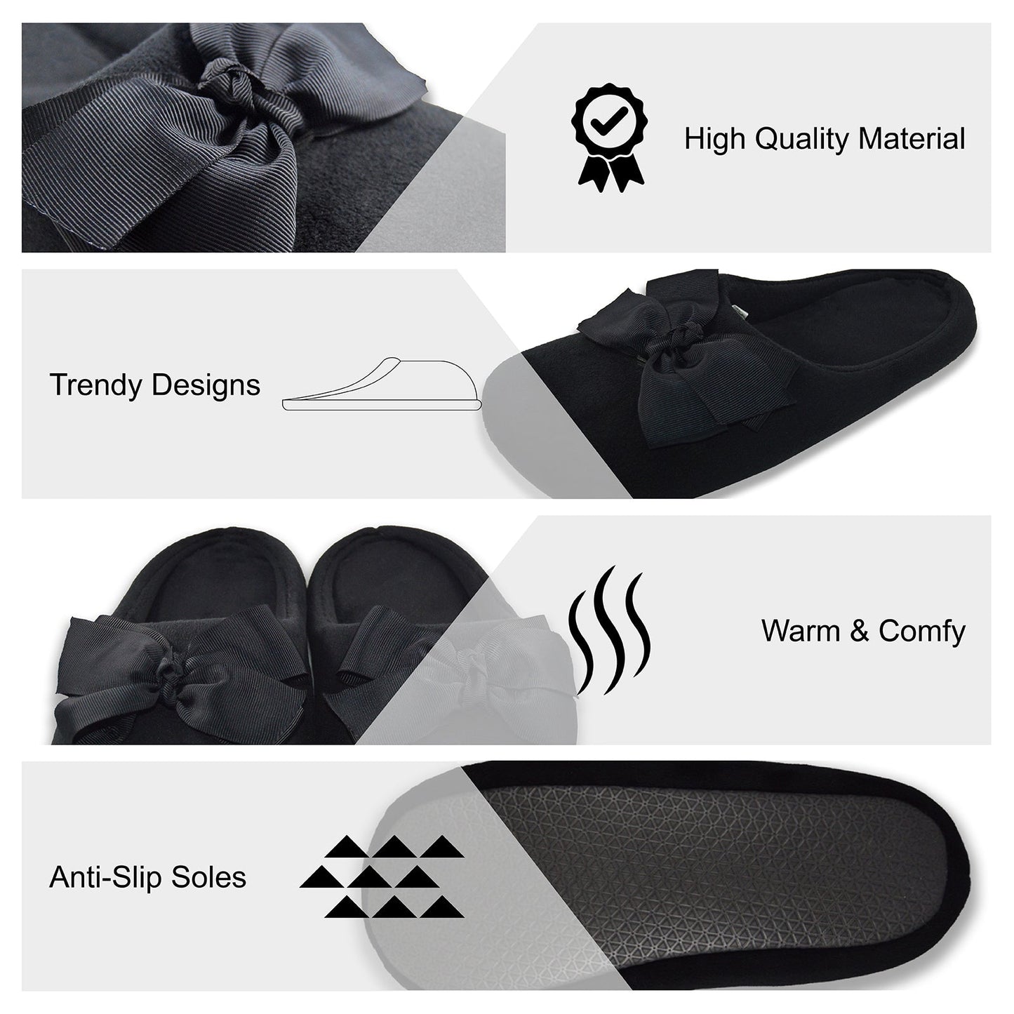 Big Black Bow Slippers