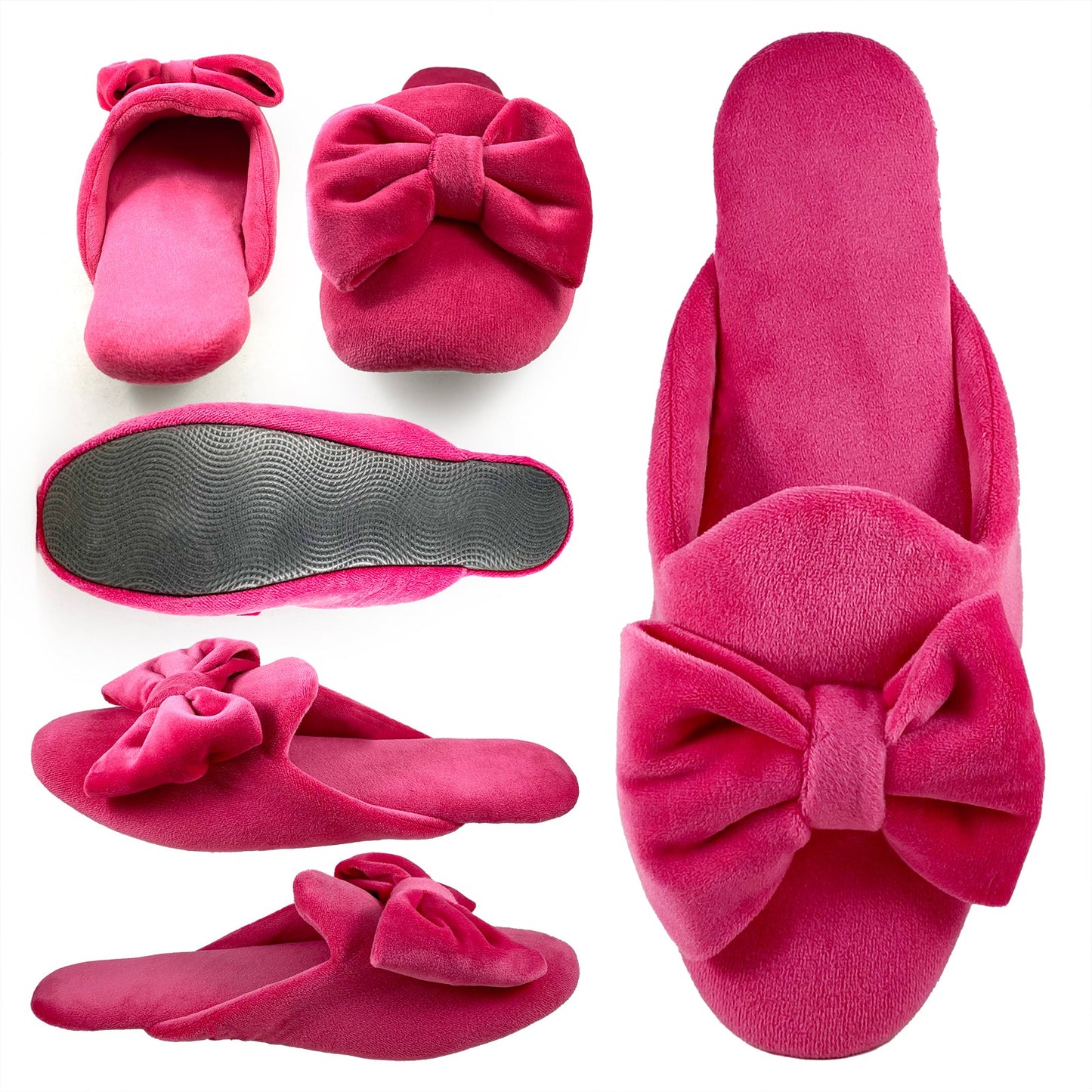 Elegance Pink Bow Slippers