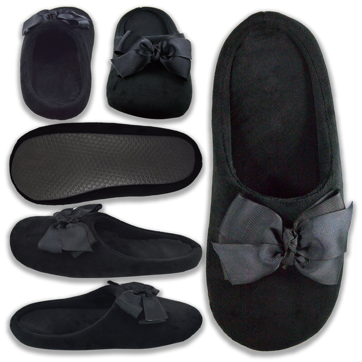 Big Black Bow Slippers
