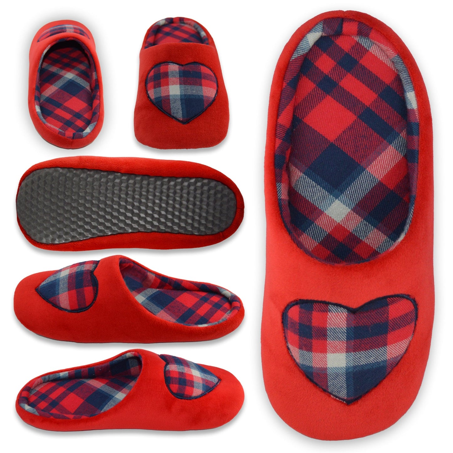 Red Checkered Heart Slippers